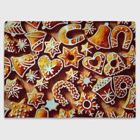 Плед 3D с принтом Новогоднее печенье в Тюмени, 100% полиэстер | закругленные углы, все края обработаны. Ткань не мнется и не растягивается | оранжевый | печенье | сладости | хлебные