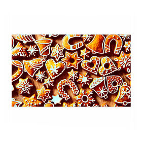 Бумага для упаковки 3D с принтом Новогоднее печенье в Тюмени, пластик и полированная сталь | круглая форма, металлическое крепление в виде кольца | Тематика изображения на принте: оранжевый | печенье | сладости | хлебные