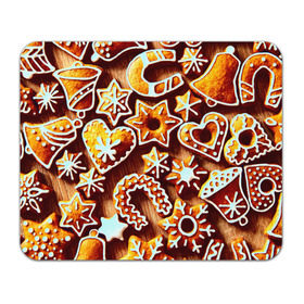 Коврик прямоугольный с принтом Новогоднее печенье в Тюмени, натуральный каучук | размер 230 х 185 мм; запечатка лицевой стороны | Тематика изображения на принте: оранжевый | печенье | сладости | хлебные