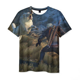 Мужская футболка 3D с принтом Ведьмак 3: Дикая охота в Тюмени, 100% полиэфир | прямой крой, круглый вырез горловины, длина до линии бедер | gerald | wild hunt | witcher | ведьмак | геральд | дикая охота