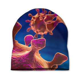 Шапка 3D с принтом Бактерия в Тюмени, 100% полиэстер | универсальный размер, печать по всей поверхности изделия | биология | вирус | медицина | микроб