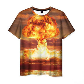 Мужская футболка 3D с принтом Атомный взрыв в Тюмени, 100% полиэфир | прямой крой, круглый вырез горловины, длина до линии бедер | Тематика изображения на принте: агрессия | атомный взрыв | водородная бомба | вспышка | гриб | огонь | пламя | ударная волна | уничтожение | урон | ядерный удар