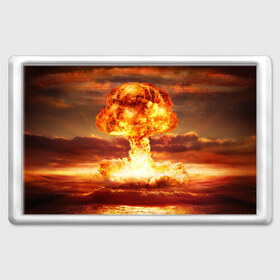 Магнит 45*70 с принтом Атомный взрыв в Тюмени, Пластик | Размер: 78*52 мм; Размер печати: 70*45 | Тематика изображения на принте: агрессия | атомный взрыв | водородная бомба | вспышка | гриб | огонь | пламя | ударная волна | уничтожение | урон | ядерный удар