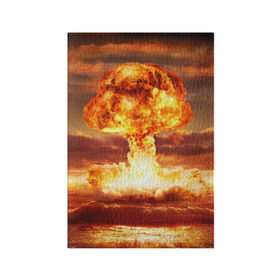Обложка для паспорта матовая кожа с принтом Атомный взрыв в Тюмени, натуральная матовая кожа | размер 19,3 х 13,7 см; прозрачные пластиковые крепления | Тематика изображения на принте: агрессия | атомный взрыв | водородная бомба | вспышка | гриб | огонь | пламя | ударная волна | уничтожение | урон | ядерный удар