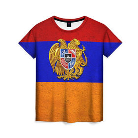 Женская футболка 3D с принтом Армения в Тюмени, 100% полиэфир ( синтетическое хлопкоподобное полотно) | прямой крой, круглый вырез горловины, длина до линии бедер | армения | армянин | армянский | национальный | нация | флаг | флаги