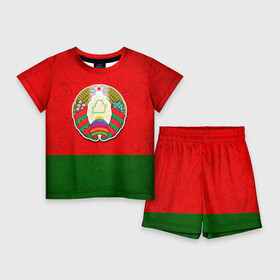 Детский костюм с шортами 3D с принтом Белоруссия в Тюмени,  |  | беларус | беларусь | белорус | белоруссия | белорусский | национальный | нация | флаг | флаги