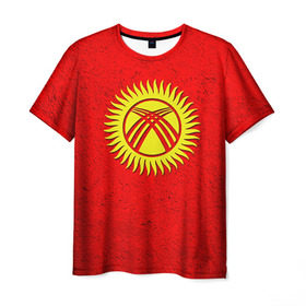 Мужская футболка 3D с принтом Киргизия в Тюмени, 100% полиэфир | прямой крой, круглый вырез горловины, длина до линии бедер | киргиз | киргизия | киргизский | кыргызстан | национальный | нация | флаг | флаги