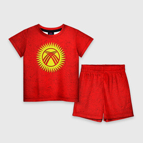Детский костюм с шортами 3D с принтом Киргизия в Тюмени,  |  | киргиз | киргизия | киргизский | кыргызстан | национальный | нация | флаг | флаги