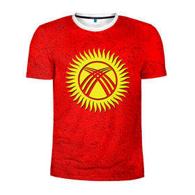 Мужская футболка 3D спортивная с принтом Киргизия в Тюмени, 100% полиэстер с улучшенными характеристиками | приталенный силуэт, круглая горловина, широкие плечи, сужается к линии бедра | киргиз | киргизия | киргизский | кыргызстан | национальный | нация | флаг | флаги