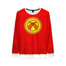 Женский свитшот 3D с принтом Киргизия в Тюмени, 100% полиэстер с мягким внутренним слоем | круглый вырез горловины, мягкая резинка на манжетах и поясе, свободная посадка по фигуре | киргиз | киргизия | киргизский | кыргызстан | национальный | нация | флаг | флаги