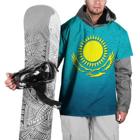 Накидка на куртку 3D с принтом Флаг Казахстана в Тюмени, 100% полиэстер |  | казах | казахский | казахстан | национальный | нация | республика | рк | флаг | флаги