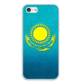 Чехол для iPhone 5/5S матовый с принтом Флаг Казахстана в Тюмени, Силикон | Область печати: задняя сторона чехла, без боковых панелей | казах | казахский | казахстан | национальный | нация | республика | рк | флаг | флаги