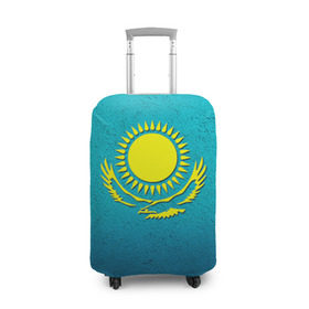 Чехол для чемодана 3D с принтом Флаг Казахстана в Тюмени, 86% полиэфир, 14% спандекс | двустороннее нанесение принта, прорези для ручек и колес | Тематика изображения на принте: казах | казахский | казахстан | национальный | нация | республика | рк | флаг | флаги