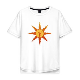 Мужская футболка хлопок Oversize с принтом Dark Souls в Тюмени, 100% хлопок | свободный крой, круглый ворот, “спинка” длиннее передней части | dark souls | praise the sun | you died | дарк соулс | темные души