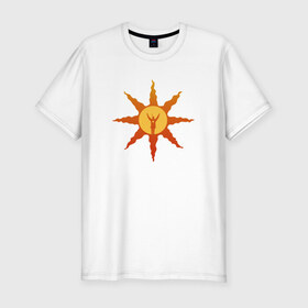 Мужская футболка премиум с принтом Dark Souls в Тюмени, 92% хлопок, 8% лайкра | приталенный силуэт, круглый вырез ворота, длина до линии бедра, короткий рукав | dark souls | praise the sun | you died | дарк соулс | темные души