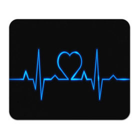 Коврик прямоугольный с принтом Ритм сердца в Тюмени, натуральный каучук | размер 230 х 185 мм; запечатка лицевой стороны | ритм | сердце | синяя | черная | электро
