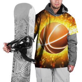 Накидка на куртку 3D с принтом Баскетбольный мяч в Тюмени, 100% полиэстер |  | Тематика изображения на принте: взрыв | искры | огонь | пламя