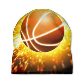 Шапка 3D с принтом Баскетбольный мяч в Тюмени, 100% полиэстер | универсальный размер, печать по всей поверхности изделия | взрыв | искры | огонь | пламя