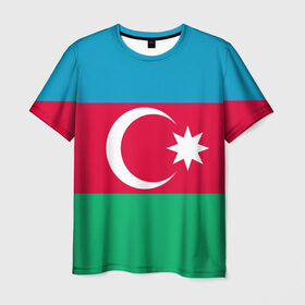 Мужская футболка 3D с принтом Азербайджан в Тюмени, 100% полиэфир | прямой крой, круглый вырез горловины, длина до линии бедер | страна | флаг