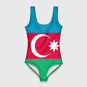 Купальник-боди 3D с принтом Азербайджан в Тюмени, 82% полиэстер, 18% эластан | Круглая горловина, круглый вырез на спине | страна | флаг