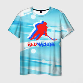 Мужская футболка 3D с принтом Red machine (триколор) в Тюмени, 100% полиэфир | прямой крой, круглый вырез горловины, длина до линии бедер | red machine | красная машина | сборная россии | хоккей
