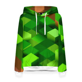 Женская толстовка 3D с принтом Minecraft в Тюмени, 100% полиэстер  | двухслойный капюшон со шнурком для регулировки, мягкие манжеты на рукавах и по низу толстовки, спереди карман-кенгуру с мягким внутренним слоем. | green | зеленый