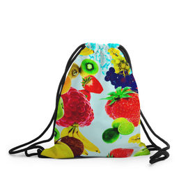 Рюкзак-мешок 3D с принтом Коктейль в Тюмени, 100% полиэстер | плотность ткани — 200 г/м2, размер — 35 х 45 см; лямки — толстые шнурки, застежка на шнуровке, без карманов и подкладки | лето | фрукты | цветной | ягоды | яркий