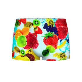 Мужские трусы 3D с принтом Коктейль в Тюмени, 50% хлопок, 50% полиэстер | классическая посадка, на поясе мягкая тканевая резинка | Тематика изображения на принте: лето | фрукты | цветной | ягоды | яркий