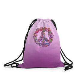 Рюкзак-мешок 3D с принтом Хиппи 1 в Тюмени, 100% полиэстер | плотность ткани — 200 г/м2, размер — 35 х 45 см; лямки — толстые шнурки, застежка на шнуровке, без карманов и подкладки | hippie | peace | пацифик | хиппи