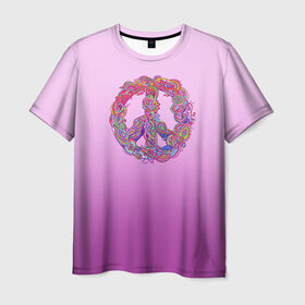 Мужская футболка 3D с принтом Хиппи 1 в Тюмени, 100% полиэфир | прямой крой, круглый вырез горловины, длина до линии бедер | hippie | peace | пацифик | хиппи