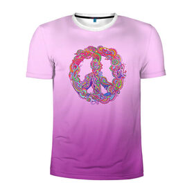 Мужская футболка 3D спортивная с принтом Хиппи 1 в Тюмени, 100% полиэстер с улучшенными характеристиками | приталенный силуэт, круглая горловина, широкие плечи, сужается к линии бедра | Тематика изображения на принте: hippie | peace | пацифик | хиппи