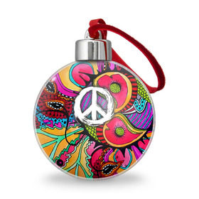 Ёлочный шар с принтом Хиппи 2 в Тюмени, Пластик | Диаметр: 77 мм | hippie | peace | пацифик | хиппи