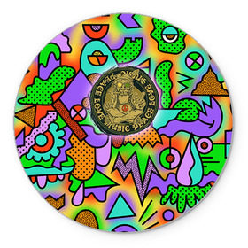Коврик круглый с принтом Хиппи 3 в Тюмени, резина и полиэстер | круглая форма, изображение наносится на всю лицевую часть | hippie | peace | пацифик | хиппи