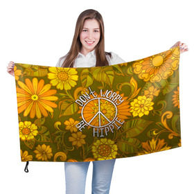 Флаг 3D с принтом Хиппи 4 в Тюмени, 100% полиэстер | плотность ткани — 95 г/м2, размер — 67 х 109 см. Принт наносится с одной стороны | hippie | peace | пацифик | хиппи
