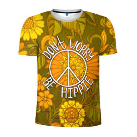Мужская футболка 3D спортивная с принтом Хиппи 4 в Тюмени, 100% полиэстер с улучшенными характеристиками | приталенный силуэт, круглая горловина, широкие плечи, сужается к линии бедра | Тематика изображения на принте: hippie | peace | пацифик | хиппи