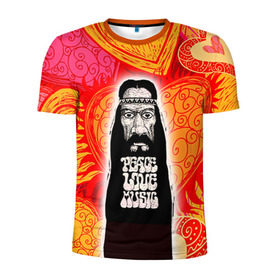Мужская футболка 3D спортивная с принтом Хиппи 5 в Тюмени, 100% полиэстер с улучшенными характеристиками | приталенный силуэт, круглая горловина, широкие плечи, сужается к линии бедра | Тематика изображения на принте: hippie | peace | пацифик | хиппи