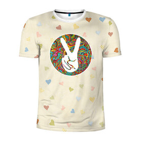 Мужская футболка 3D спортивная с принтом Хиппи 6 в Тюмени, 100% полиэстер с улучшенными характеристиками | приталенный силуэт, круглая горловина, широкие плечи, сужается к линии бедра | hippie | peace | пацифик | хиппи