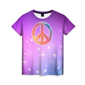 Женская футболка 3D с принтом Хиппи 8 в Тюмени, 100% полиэфир ( синтетическое хлопкоподобное полотно) | прямой крой, круглый вырез горловины, длина до линии бедер | hippie | peace | пацифик | хиппи