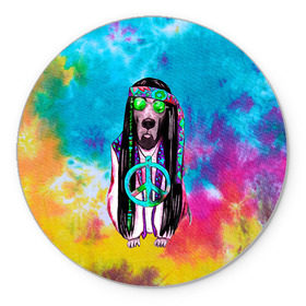 Коврик круглый с принтом Хиппи 9 в Тюмени, резина и полиэстер | круглая форма, изображение наносится на всю лицевую часть | hippie | peace | пацифик | хиппи