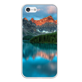 Чехол для iPhone 5/5S матовый с принтом Неописуемая красота в Тюмени, Силикон | Область печати: задняя сторона чехла, без боковых панелей | горы | канада | красота | лес | небо | облака | озеро | пейзаж | природа | речка