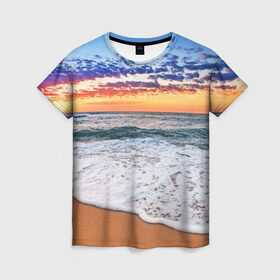 Женская футболка 3D с принтом Красивый закат в Тюмени, 100% полиэфир ( синтетическое хлопкоподобное полотно) | прямой крой, круглый вырез горловины, длина до линии бедер | sunrise | sunset | волна | жара | закат | зной | красота | лето | море | океан | отдых | пена | песок | пляж | прибой | прилив | природа | рассвет | солнце