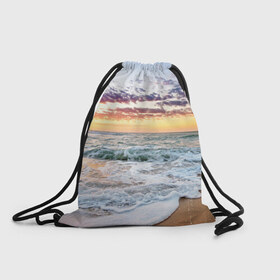 Рюкзак-мешок 3D с принтом Sunset в Тюмени, 100% полиэстер | плотность ткани — 200 г/м2, размер — 35 х 45 см; лямки — толстые шнурки, застежка на шнуровке, без карманов и подкладки | закат | море | океан | пляж | рассвет | солнце
