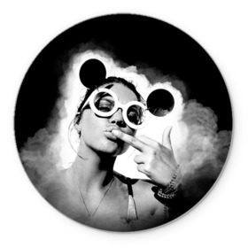 Коврик круглый с принтом Девушка в очках в Тюмени, резина и полиэстер | круглая форма, изображение наносится на всю лицевую часть | girl | hot | swag | девочки | девушки | очки | сваг | свег