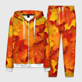 Мужской костюм 3D с принтом Кленовые листья в Тюмени, 100% полиэстер | Манжеты и пояс оформлены тканевой резинкой, двухслойный капюшон со шнурком для регулировки, карманы спереди | дары осени | жёлтый | золотой | клён | краски | красный | красота | листва | листья | наряд | оранжевый | осень | покров | природа