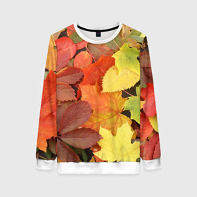 Женский свитшот 3D с принтом Осенние листья в Тюмени, 100% полиэстер с мягким внутренним слоем | круглый вырез горловины, мягкая резинка на манжетах и поясе, свободная посадка по фигуре | жёлтый | красный | листва | оранжевый | осень