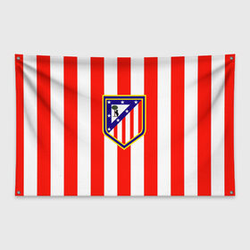 Флаг-баннер с принтом Атлетико Мадрид в Тюмени, 100% полиэстер | размер 67 х 109 см, плотность ткани — 95 г/м2; по краям флага есть четыре люверса для крепления | атлетико мадрид | полосы | эмблема