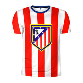 Мужская футболка 3D спортивная с принтом Атлетико Мадрид в Тюмени, 100% полиэстер с улучшенными характеристиками | приталенный силуэт, круглая горловина, широкие плечи, сужается к линии бедра | атлетико мадрид | полосы | эмблема