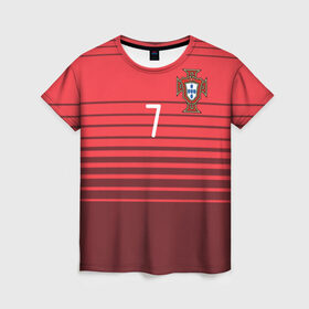 Женская футболка 3D с принтом Роналду сборная Португалии в Тюмени, 100% полиэфир ( синтетическое хлопкоподобное полотно) | прямой крой, круглый вырез горловины, длина до линии бедер | cr7 | euro | real | ronaldo | евро | португалия | реал | роналдо