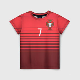 Детская футболка 3D с принтом Роналду сборная Португалии в Тюмени, 100% гипоаллергенный полиэфир | прямой крой, круглый вырез горловины, длина до линии бедер, чуть спущенное плечо, ткань немного тянется | cr7 | euro | real | ronaldo | евро | португалия | реал | роналдо