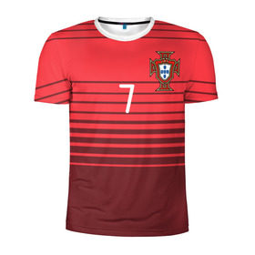 Мужская футболка 3D спортивная с принтом Роналду сборная Португалии в Тюмени, 100% полиэстер с улучшенными характеристиками | приталенный силуэт, круглая горловина, широкие плечи, сужается к линии бедра | Тематика изображения на принте: cr7 | euro | real | ronaldo | евро | португалия | реал | роналдо